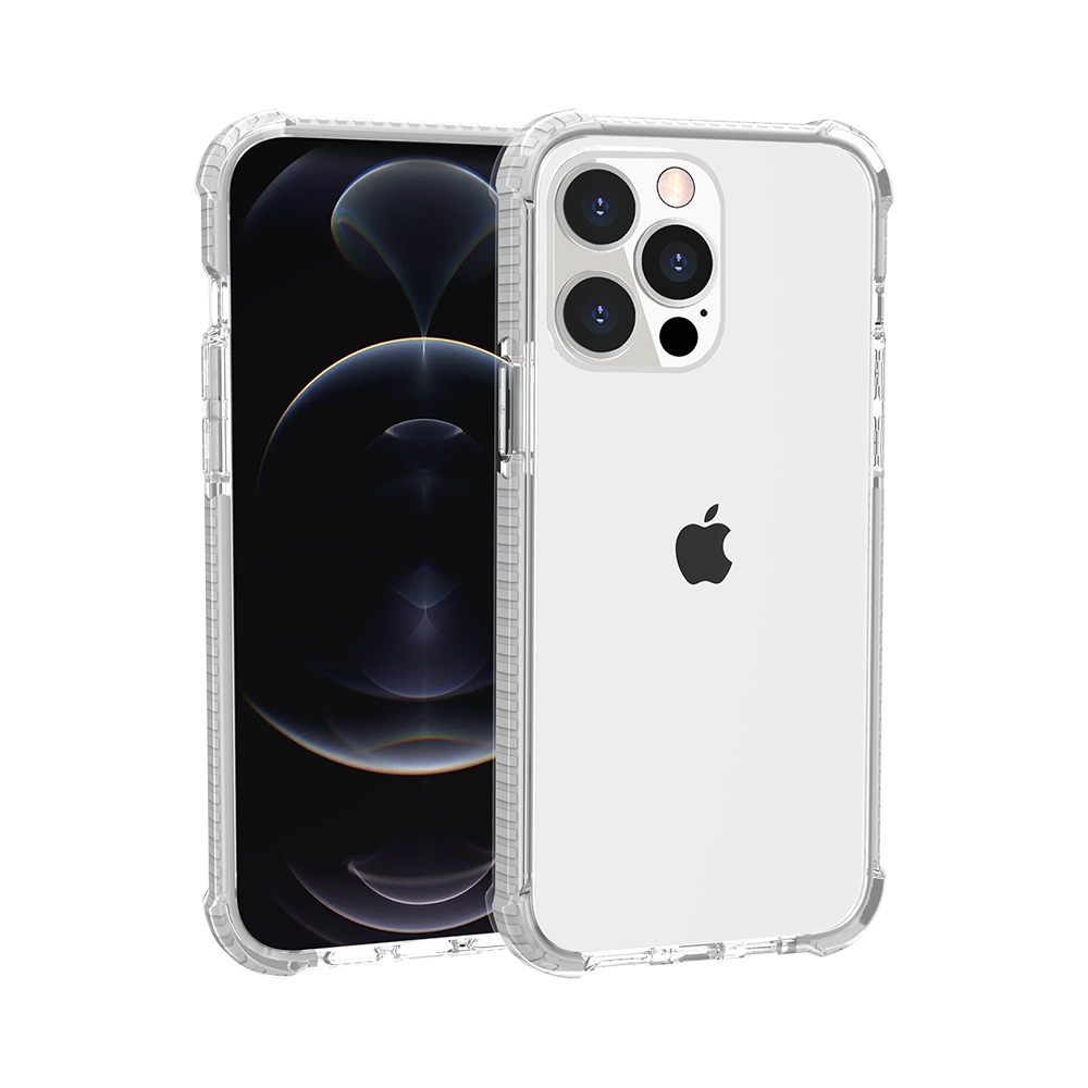 For Apple iPhone 12 Pro Max (6.7") Slim Hybrid Transparent Rubber Gummy Gel Hard PC Silicone TPU Color Bumper Frame  Phone Case Cover