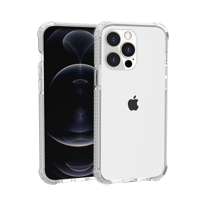 For Apple iPhone 12 Pro Max (6.7") Slim Hybrid Transparent Rubber Gummy Gel Hard PC Silicone TPU Color Bumper Frame  Phone Case Cover