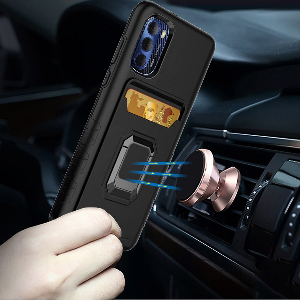 For Apple iPhone 14 Pro Max (6.7") Wallet Designed with Credit Card Holder & Magnetic Ring Stand Kickstand Hybrid Hard  Phone Case Cover