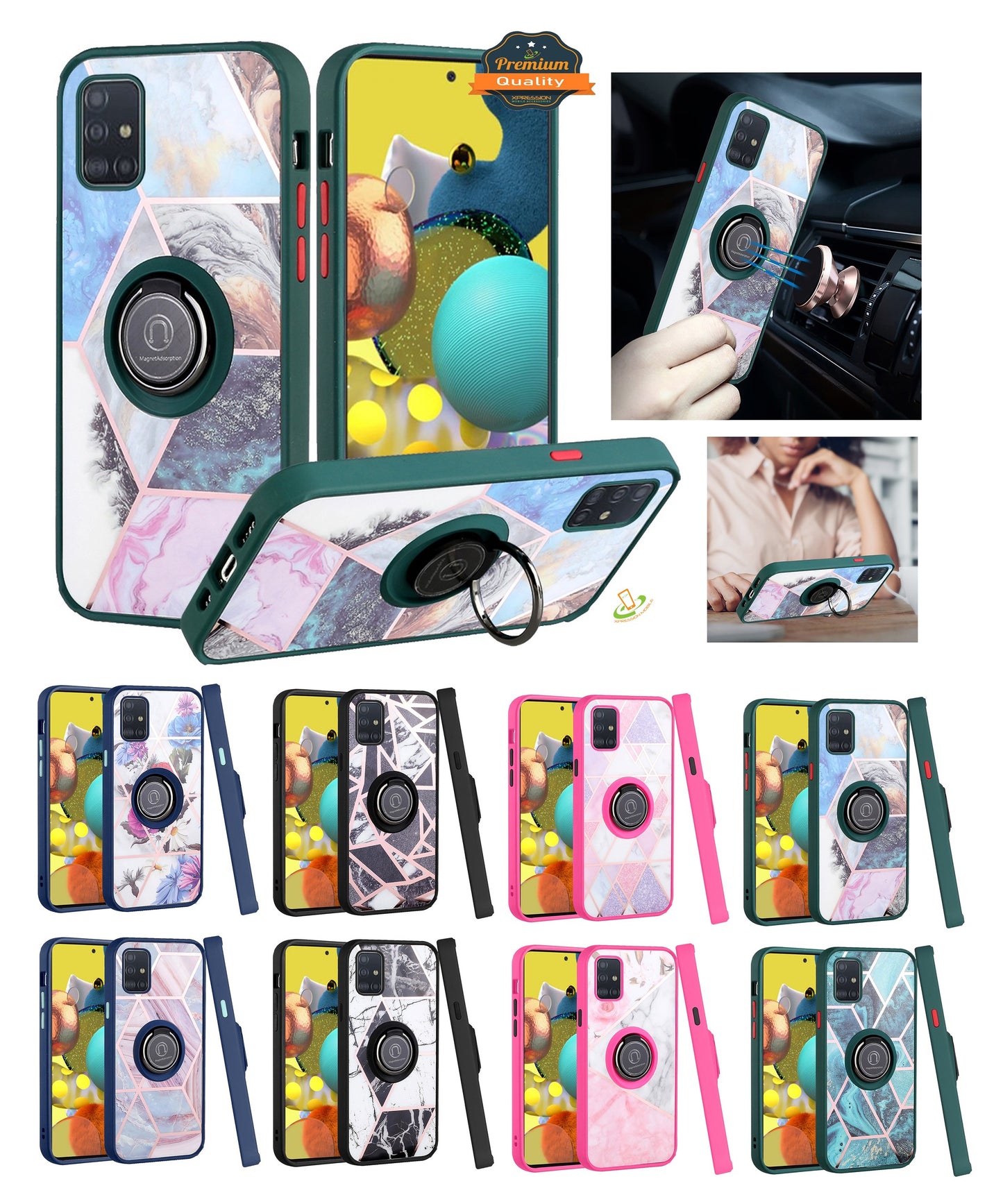 For Motorola Moto G Stylus 5G 2022 Marble Design with Magnetic Ring Kickstand Holder Hybrid TPU Hard PC Shockproof  Phone Case Cover