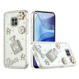 For Motorola Moto G Pure Bling Clear Crystal 3D Full Diamonds Luxury Sparkle Transparent Rhinestone Hybrid Bumper  Phone Case Cover