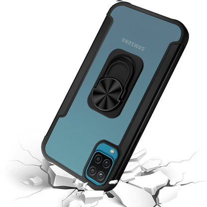 For Samsung Galaxy S20 FE /Fan Edition 5G Clear Alloy Hybrid with Ring Holder Kickstand [Magnetic Car Mount Feature]  Phone Case Cover
