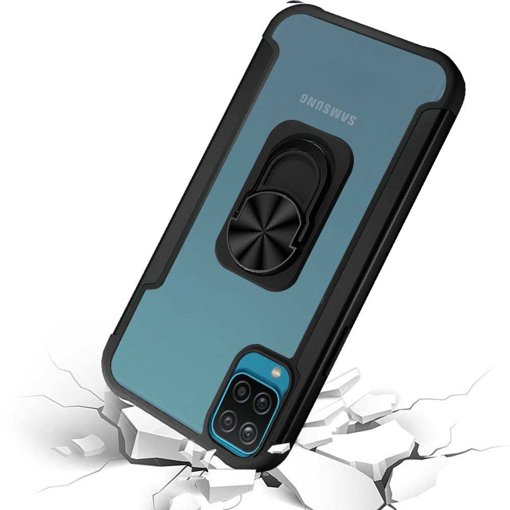 For Samsung Galaxy S22 Ultra Clear Stand Military Grade Design Hybrid Ring Holder Kickstand [Magnetic Car Mount Feature]  Phone Case Cover