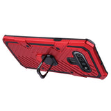 For LG K51 / Reflect Rugged Shockproof Hybrid Armor with Finger Ring Stand Holder Red Phone Case Cover