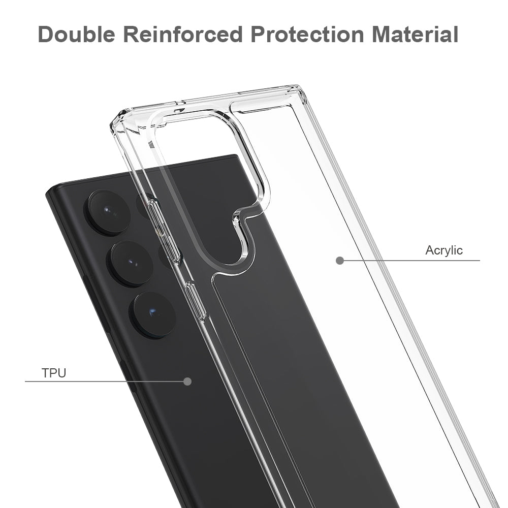 For Samsung Galaxy S23 /Plus /Ultra Hybrid Transparent Clear Acrylic Back Hard PC & TPU Protective Bumper Extra Shock-Absorb  Phone Case Cover