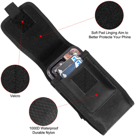 Vertical Nylon Dual Pocket Phone Holster Pouch Belt Clip Case Holder,oxford  Cloth Sports Mobile Phone Bag, Double Divided Design Power Bank  Organizer,earphone Storage,card Storage - Temu