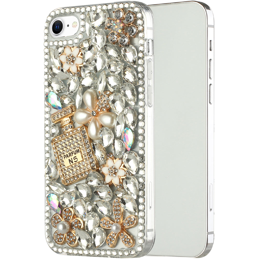 For Apple iPhone SE 3 (2022) SE/8/7 Bling Crystal 3D Full Diamonds Luxury Sparkle Rhinestone Hybrid Protective  Phone Case Cover