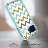 For Motorola Moto G Pure Beautiful Design 3 in 1 Hybrid Triple Layer Armor Hard Plastic Soft Rubber TPU Shockproof Protective Frame Teal Chevron Phone Case Cover