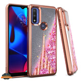 For Motorola Moto G Pure Quicksand Liquid Glitter Bling Flowing Sparkle Fashion Hybrid Rubber TPU and Chrome Plating Hard  Phone Case Cover