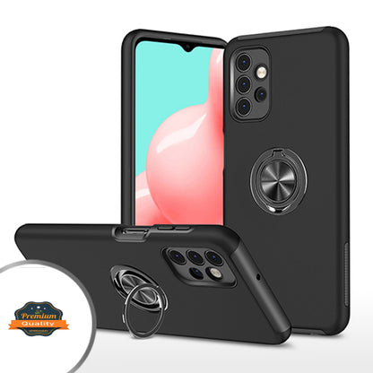 For Apple iPhone 14 (6.1") Rubber Hybrid 360° Ring Holder Stand Kickstand Fit Car Mount Shockproof Bumper Protection  Phone Case Cover