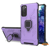 For Samsung Galaxy S20 FE /Fan Edition 5G Shock-Proof Magnetic Car Mount Kickstand Ring Texture Rugged Hybrid Dual Layer Purple Phone Case Cover