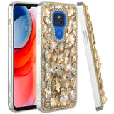 For Motorola Edge+ 2022 /Edge Plus Bling Clear Crystal 3D Full Diamonds Luxury Sparkle Rhinestone Hybrid Protective Gold Panda Floral Phone Case Cover