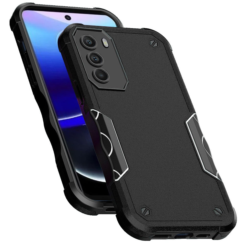 For Apple iPhone 14 Pro (6.1") Slim Tough Shockproof Hybrid Heavy Duty Dual Layer TPU Bumper Rugged Rubber Armor Black Phone Case Cover
