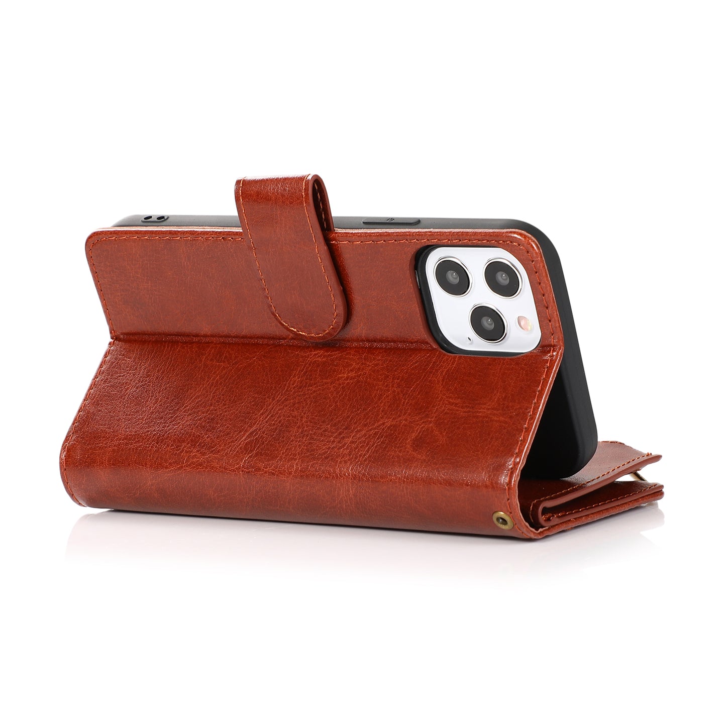 For Motorola Moto G Stylus 5G 2022 Leather Zipper Wallet Case 9 Credit Card Slots Cash Money Pocket Clutch Pouch Stand Brown Phone Case Cover