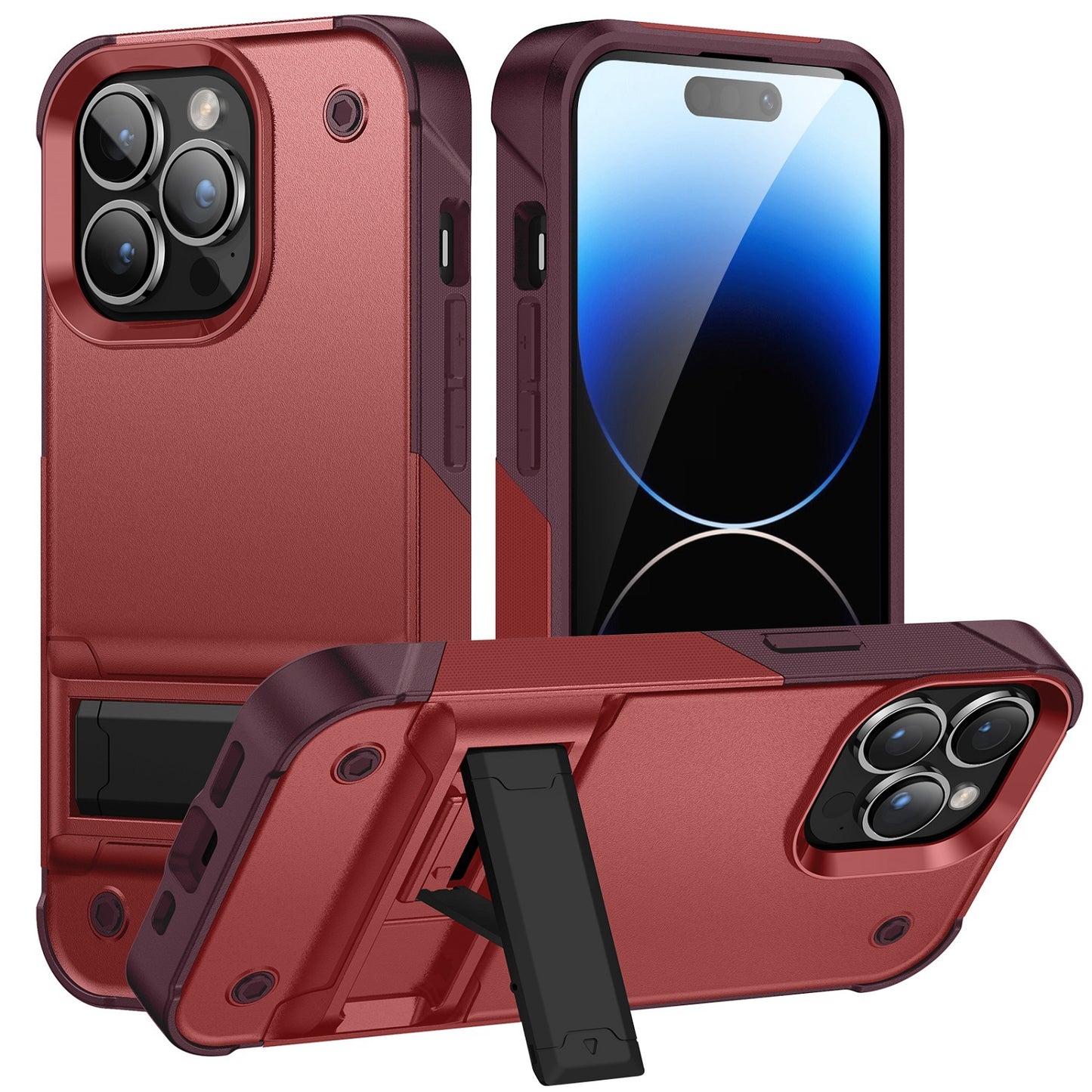 For Apple iPhone 14 /Plus Pro Max Hybrid Stand Military Grade Anti Drop Protection Built-in Kickstand Hard PC TPU  Phone Case Cover