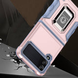 For Samsung Galaxy Z Flip 4 5G Hybrid Cases with Magnetic Ring Holder Kickstand Heavy Duty Rugged Silicone Shockproof  Phone Case Cover