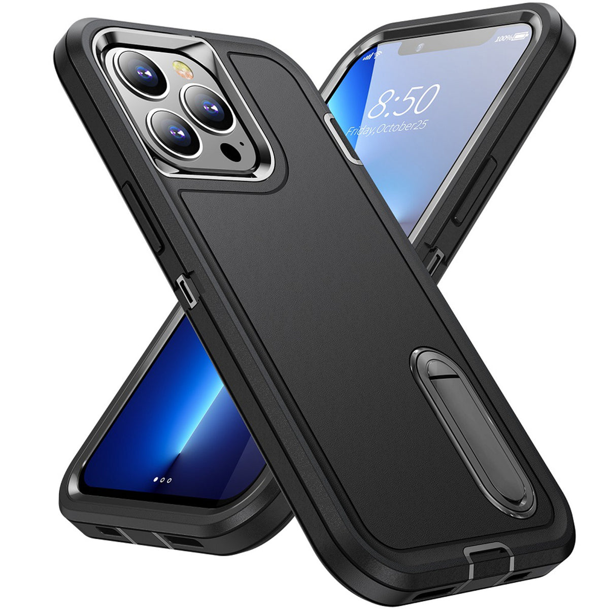 For Apple iPhone 14 Pro Max (6.7") Hybrid 3 Layers Hard Shockproof with Kickstand Heavy Duty TPU Rubber Anti-Drop  Phone Case Cover