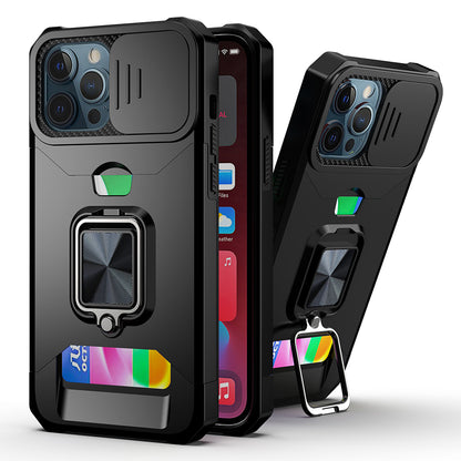 For Google Pixel 7/ 7 Pro Wallet Case with Ring Stand & Slide Camera Cover Credit Card Slot Holder, Military Grade Hard  Phone Case Cover