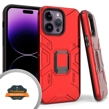 For Apple iPhone 14 Plus /Pro Max Hybrid Heavy Duty Armor Protective Bumper with 360° Degree Ring Holder Kickstand  Phone Case Cover