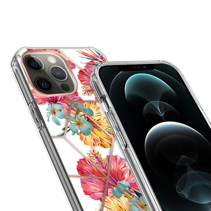 For Apple iPhone 14 (6.1") Fashion Art Floral IMD Design Beautiful Flower Pattern Hybrid Hard TPU Slim Back  Phone Case Cover