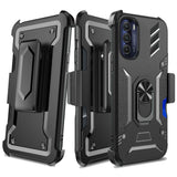 For Motorola Moto G Stylus 5G 2022 Wallet Case with Invisible Credit Card Holder 3in1 Combo Holster Clip and Ring Kickstand Black Phone Case Cover