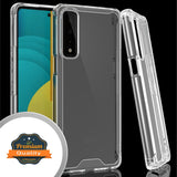 For Boost Mobile Celero 5G Slim Body Frame [Shock-Absorption] Hybrid Defender Rubber Gummy TPU Clear Hard Back Protective  Phone Case Cover