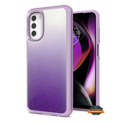 For Apple iPhone 14 /Plus Pro Max Gradient Glitter Bling Hybrid Shockproof Protection TPU Frame and Hard PC Back Slim  Phone Case Cover