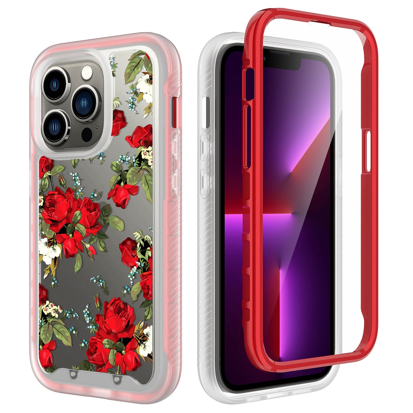 For Apple iPhone 14 Plus (6.7") Stylish Design 2in1 Hybrid Armor Hard Rubber Shockproof Front Frame Bumper  Phone Case Cover