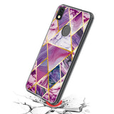 For T-mobile TCL Revvl 4 Stylish Design Hybrid Rubber TPU Hard PC Shockproof Armor Rugged Slim Fit Purple Marble Phone Case Cover