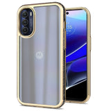 For Motorola Moto G Stylus 5G 2022 Electroplated Gold Frame Glitter Bling Transparent Hybrid Hard PC + TPU Shockproof  Phone Case Cover