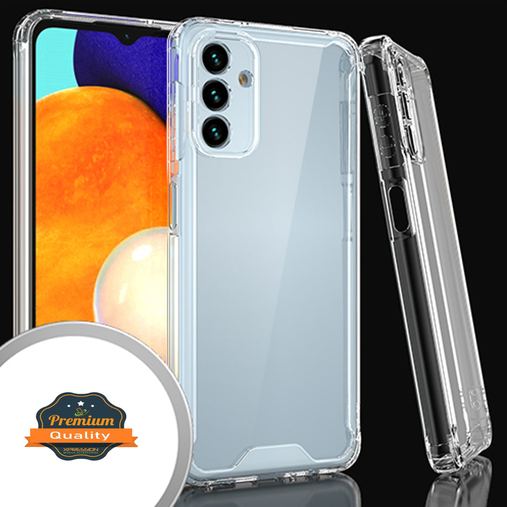 For Samsung Galaxy A53 5G Slim Body Frame [Shock-Absorption] Hybrid Defender Rubber Silicone Gummy TPU Clear Hard Back Protective  Phone Case Cover