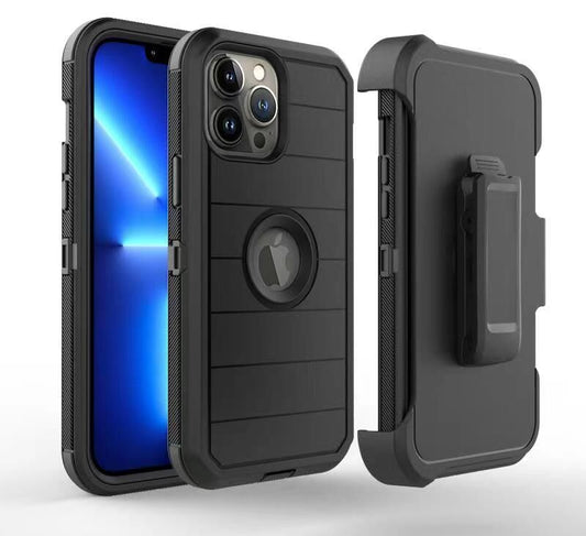 For Apple iPhone SE 3 (2022) SE/8/7 Combo 3in1 Holster Heavy Duty Rugged with Swivel Belt Clip and Kickstand Black Phone Case Cover