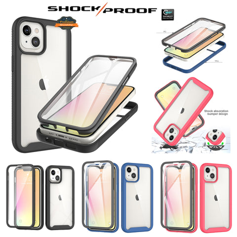 For Apple iPhone 11 /12 /Pro Max Hybrid 360° Full Body Protective with Built-in Screen Protector Shockproof Bumper TPU Armor  Phone Case Cover
