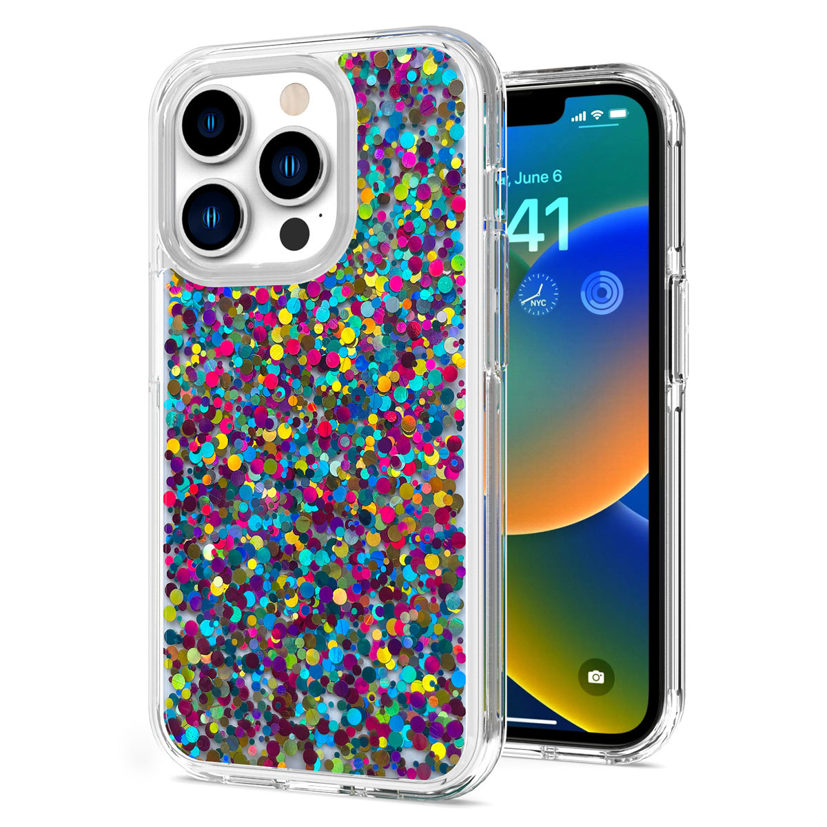 For Apple iPhone SE 3 (2022) SE 2nd/8/7 Colorful Glitter Bling Sparkle Epoxy Glittering Shining Hybrid Hard PC TPU  Phone Case Cover