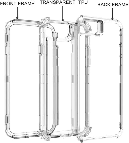 For Apple iPhone 14 Pro (6.1") Heavy Duty Transparent Clear 3 in 1 Hybrid Shockproof Full Edge Hard PC Front Frame Bumper Clear Phone Case Cover