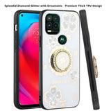For Motorola Moto G Power 2021 Diamond Bling Sparkly Ornaments Engraving Hybrid Armor with Ring Stand Fashion  Phone Case Cover