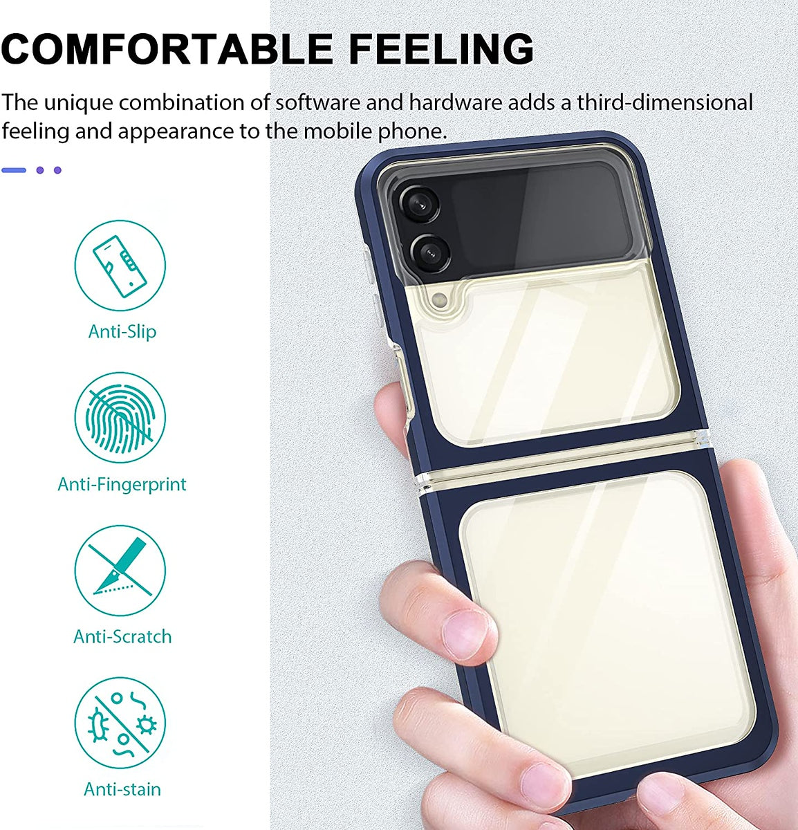 For Samsung Galaxy Z Flip 4 5G Clear Crystal Transparent Shock Absorption Hybrid Slim Hard PC Anti-Scratch Shell Protective  Phone Case Cover