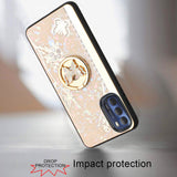 For Motorola Moto G Stylus 4G 2022 Diamond Bling Sparkly 3D Ornaments Engraving Hybrid Ring Stand Holder Fashion  Phone Case Cover