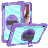 For Apple iPad 10th Gen 2022 Hybrid 3in1 Multi-Functional Tablet Case with Hand, Shoulder Strap, Pencil & Stand Holder Purple Teal Phone Case Cover