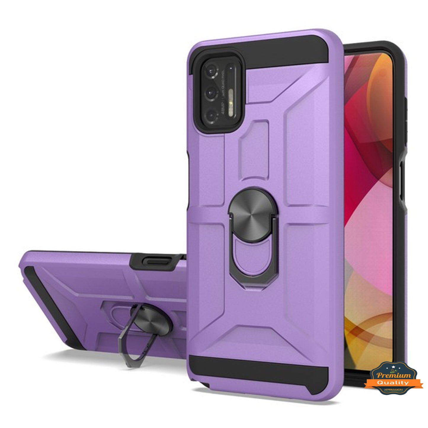 For Motorola Moto G Stylus 2021 4G Hybrid Ring Stand [360° Rotatable Ring Holder Magnetic Kickstand] Shockproof Rubber TPU  Phone Case Cover