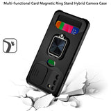 For Samsung Galaxy S22+ Plus Wallet Case with Ring Stand, Slide Camera Cover & Credit Card Holder, Military Grade Shockproof  Phone Case Cover