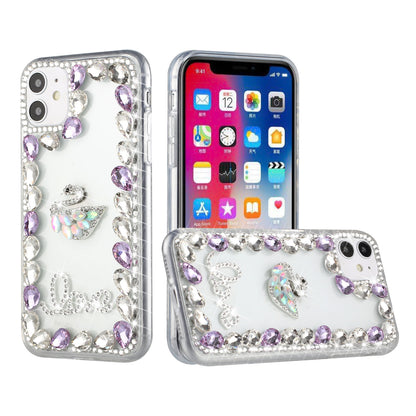 For Apple iPhone XR Bling Clear Crystal 3D Full Diamonds Luxury Sparkle Transparent Rhinestone Hybrid Bumper  Phone Case Cover