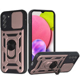 For Samsung Galaxy A03S Hybrid Cases with Slide Camera Lens Cover and Ring Holder Kickstand Rugged Dual Layer Heavy Duty  Phone Case Cover