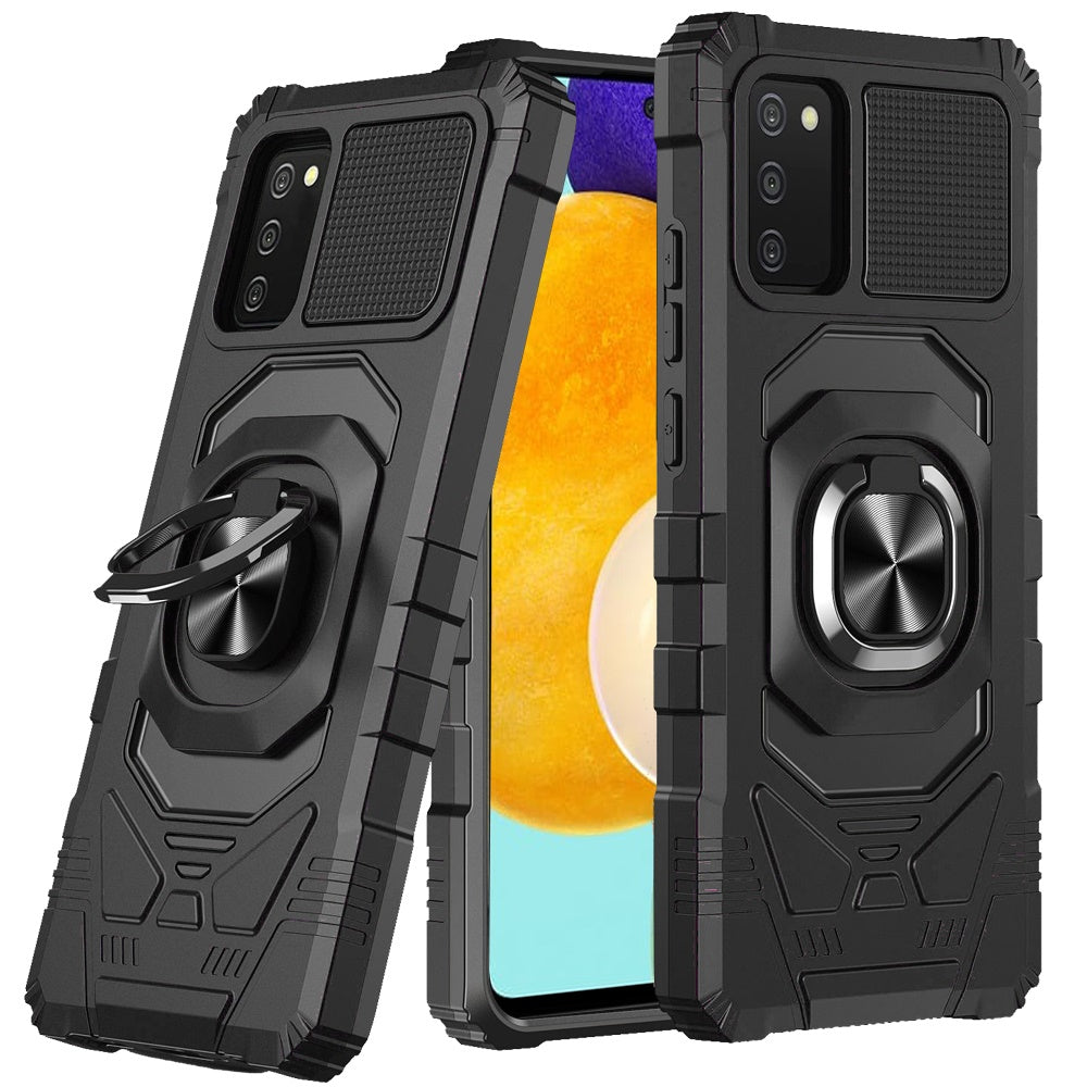 For Samsung Galaxy A03S Hybrid Dual Layer with Rotate Magnetic Ring Stand Holder Kickstand, Rugged Shockproof Protective  Phone Case Cover