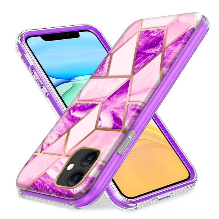 For Apple iPhone 13 Pro Max (6.7") Dual Layer Hybrid Shockproof Fashion Design IMD Electroplating 2in1 Hard Rubber Frame  Phone Case Cover