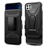For Samsung Galaxy A13 5G Hybrid Belt Clip Holster with Built-in Kickstand, Heavy Duty Protective Shock Absorption Armor Defender Black Phone Case Cover