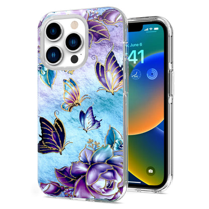 For Apple iPhone 14 Pro Max (6.7") Stylish Gold Layer Design Hybrid Rubber TPU Hard Shockproof Armor  Phone Case Cover