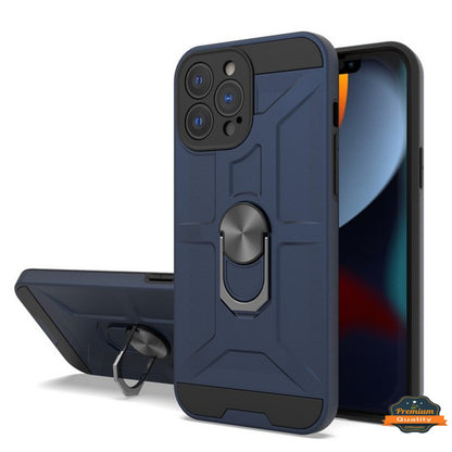 For Apple iPhone 14 Plus (6.7") Hybrid Ring Stand [360° Rotatable Ring Holder Magnetic Kickstand] Rubber TPU Shockproof  Phone Case Cover