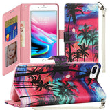 For Samsung Galaxy S22+ Plus Wallet Case PU Leather Design Pattern with Credit Card Slot Strap, Stand Folio Pouch Beautiful Island Phone Case Cover