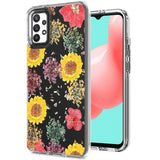 For Samsung Galaxy A13 5G Glitter Floral Print Pattern Clear Design Shockproof Hybrid Fashion Sparkle Rubber TPU Bumper  Phone Case Cover